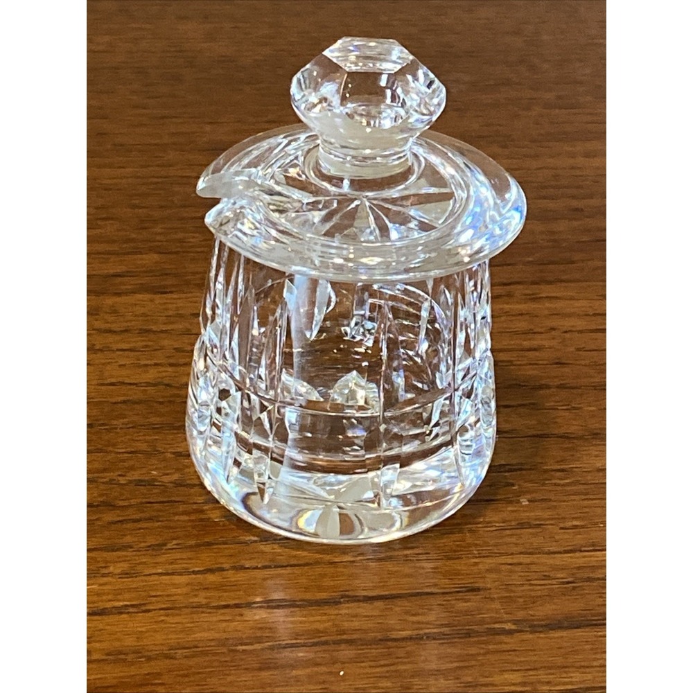 Waterford Crystal Glass Mustard Pot 2.75" Jar with Lid (No Spoon)